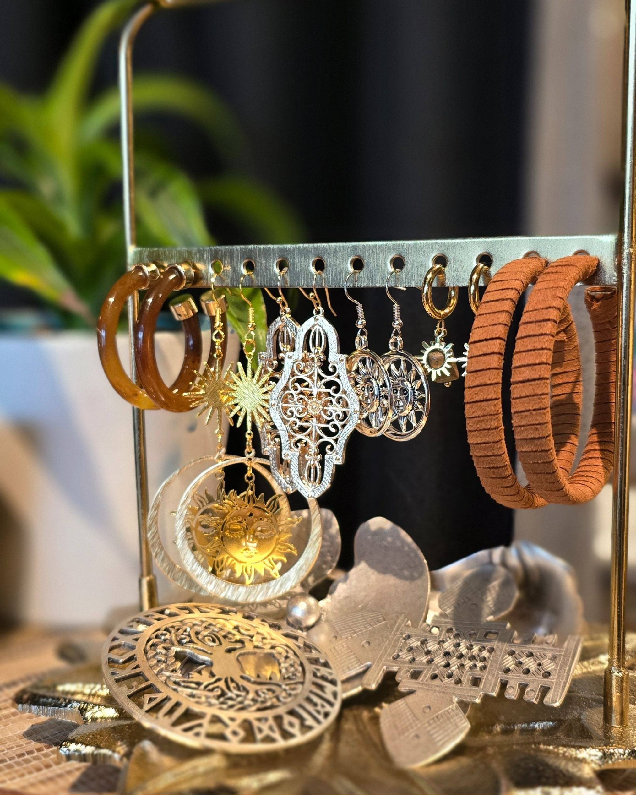 Earrings on display